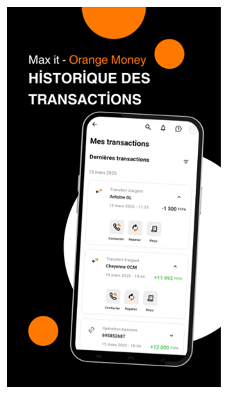 4 - Orange Money sur Max it - Historique des transactions